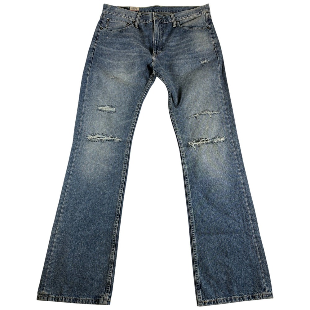 VTG Levi's 527 Bootcut Jeans Mens 36x36 Blue Whiskering Distressed Slim Fit